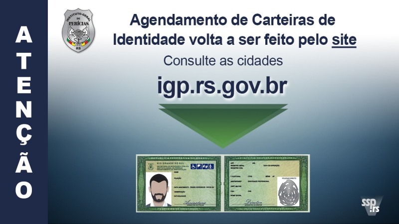 SINE Alvorada - ATENÇÃO‼ A confecção de Identidade (RG), está sendo  realizada somente através de agendamento pelo site do IGP. 👉