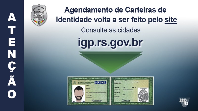 Carteiras de identidade voltam a ser agendadas no site do IGP - IGP-RS