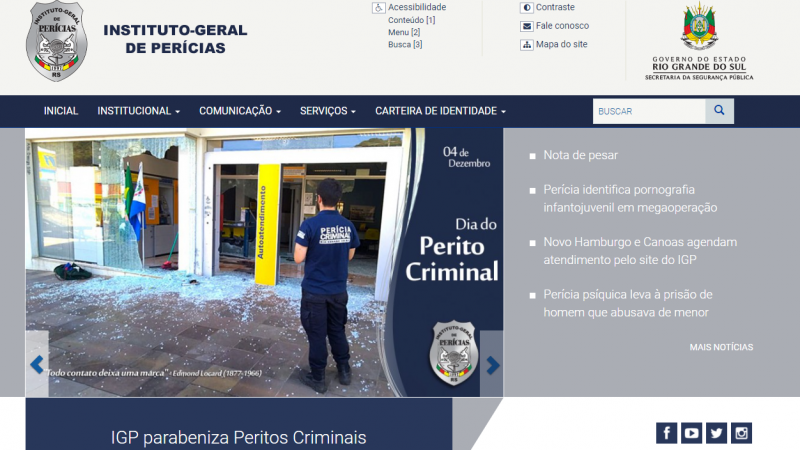 IGP parabeniza Peritos Criminais - IGP-RS