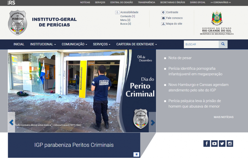 Site do IGP tem mais funcionalidades - IGP-RS