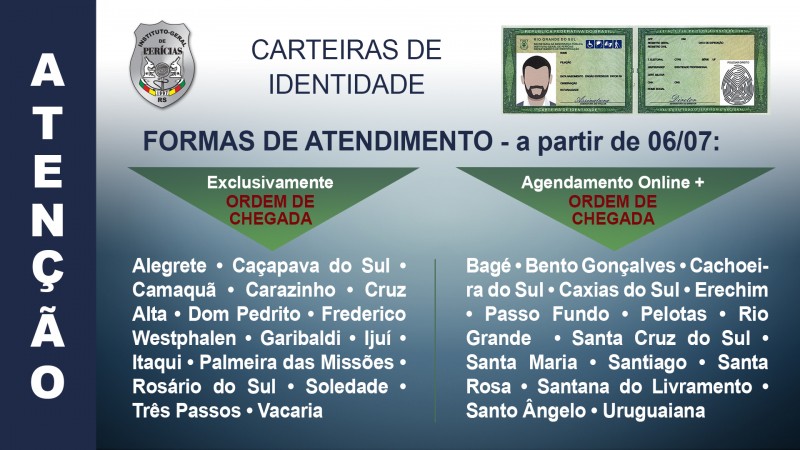 Agendamento de carteiras de identidade é gratuito - IGP-RS