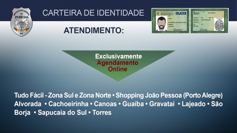 Agendamento de carteiras de identidade é gratuito - IGP-RS