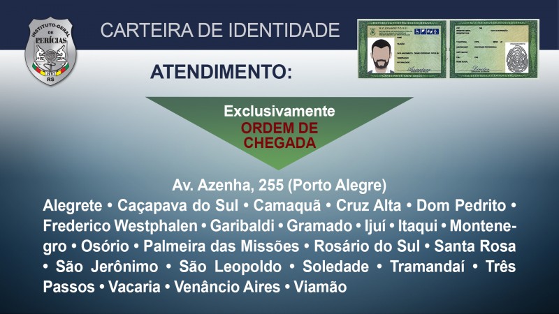 Informações e Agendamento de Carteiras de Identidade - IGP-RS