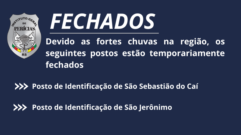 🚨 Hoje alguns Postos de Identificação funcionam com horários alterados.  Confere a lista: - Até as 12h: Cachoeira do Sul, Erechim, Frederico  Westphalen,, By Instituto-Geral de Perícias / RS